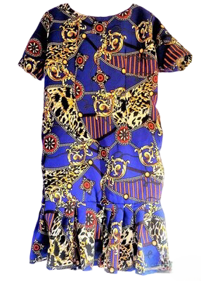 Girls Dress African Multicolored Traditional Style Short Sleeve Round Neck Flared Dress Quality African Print Princess Dresses Outfits