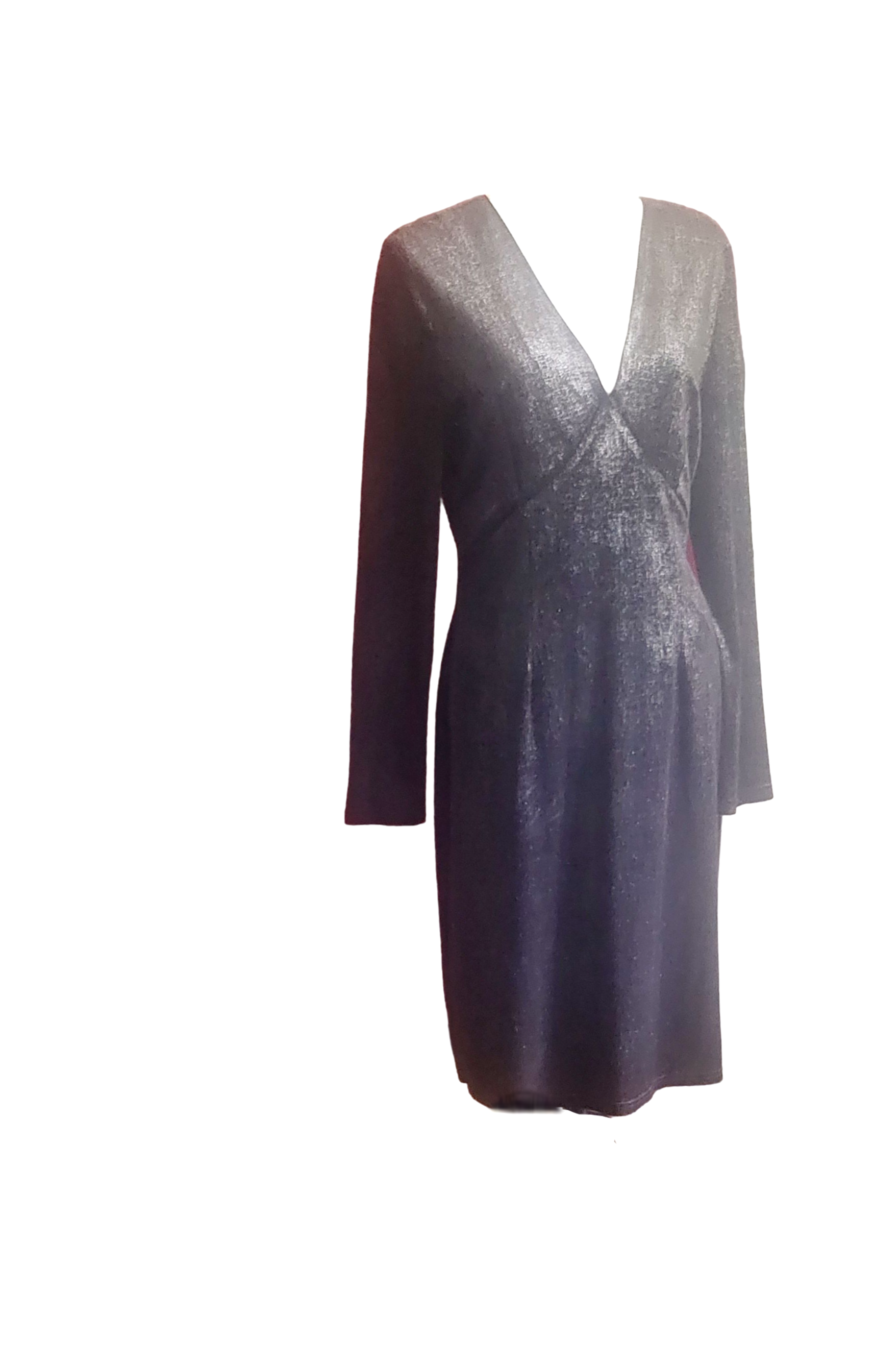 Womens Sugar Lips Long Sleeves V Neck Glitter Skater Style Cocktail Evening Club Dress Gown