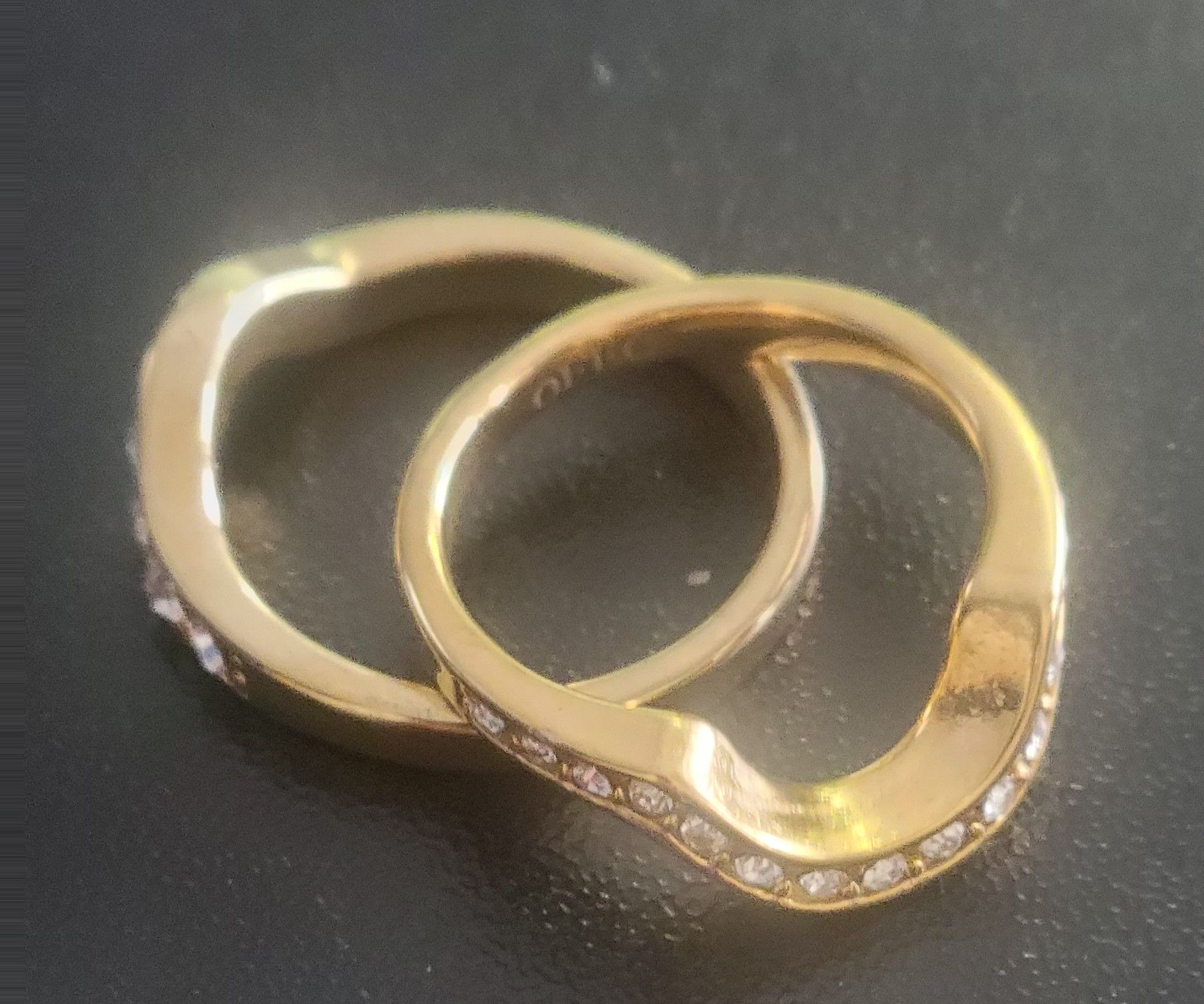 Minimalist Curved Wedding Ring Band with Cz Crystals | 14k Gold U Shaped Chevron Stacking Ring Enhancer | Yellow Gold 1 Band