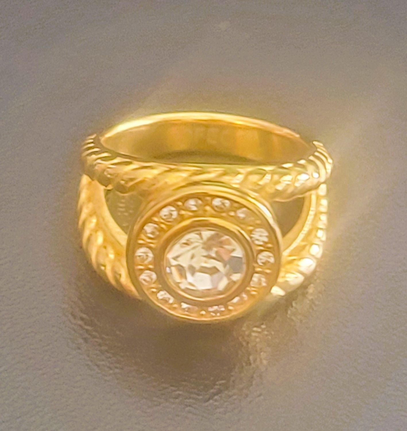 14K Gold Plated Wedding Ring Set 925 Sterling Silver Gone Tone Engagement Rings Round Cut Cubic Zirconia Twist Wedding Band Ring Anniversary