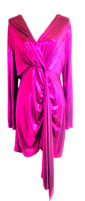 Women's 50s 60s Vintage Long Sleeve V Neck Stretch Cocktail Party Gown Dress