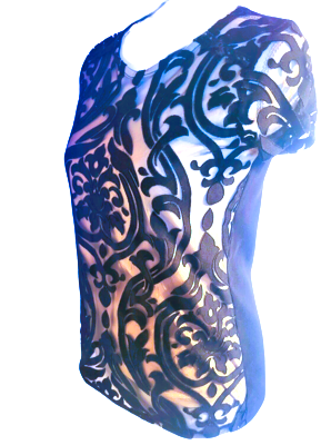 INC Womens mesh with beige inner lining T Shirts Short Sleeve Crewneck Summer Tees Beautifully Designed Top Lace with sweater thick back