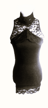 Arden B Black Women Floral Stretchy Lace Shirt Eyelash Trim Sexy Armless Casual Top with Open back