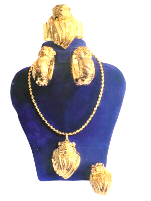 Bear Women Fashion Gold African Nigerian Jewelry Set Wedding Necklace Bracelet Earrings Ring Jewelry Sets