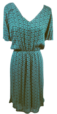 Women's Green leafy Plus Size Boho Floral Short Sleeve Elastic Waist A Line Swing Dress