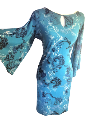 Green with designs Dana Buchman Stretchy Gown Essential Dresses Cocktail Flutter sleeves Bodycon Party Dress