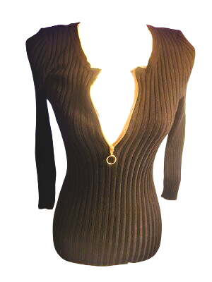 INC Women V Neck Half Front Zip Long Sleeve Casual Top Blouse Shirt/Cardigan