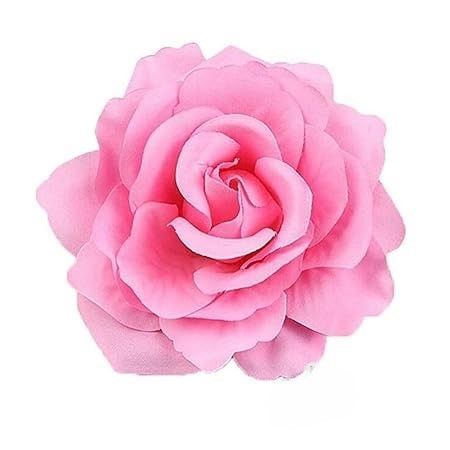Women Rose Flower Hair Clip Hair Accessories Flower Brooch Pin (Pink)
