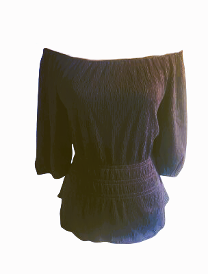 Loft deep blue Women’s Summer Off Shoulder Tops Ruffle 3/4 Bell Sleeve Casual Top Blouse