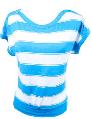 Women's Land n Sea Loose Casual Short Sleeve Girls blue and White crew neck with button land n sea Top Blouse