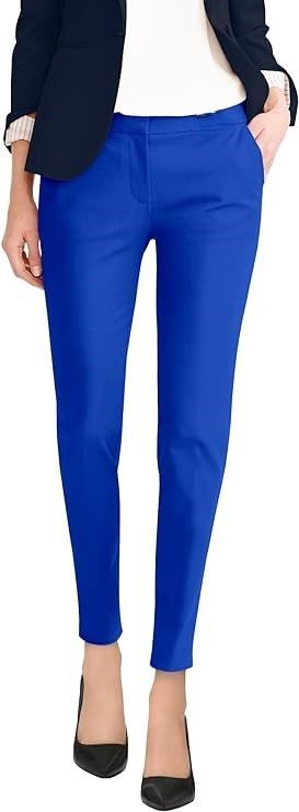 Hybrid & Company Womens Super Comfy Blue Office Corporate Worthington ladies Pant Blue Trouser