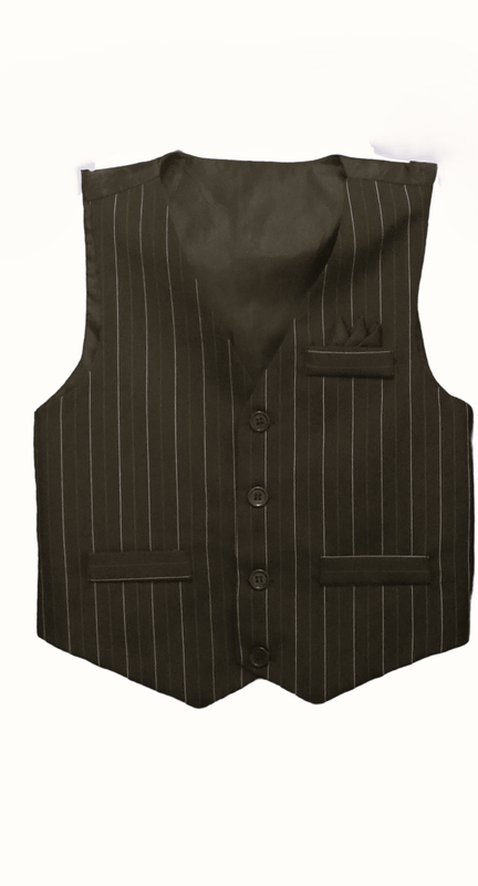 Boy's Black Suit Pinstripe Formal Dresswear 4 Button Formal Suit Vest
