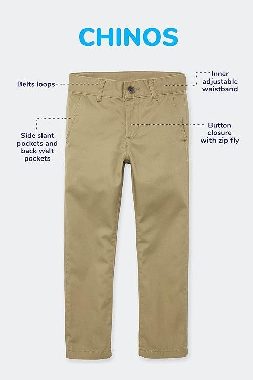 Boys' Skinny Straight Pant Uniform Chino Pant Trouser