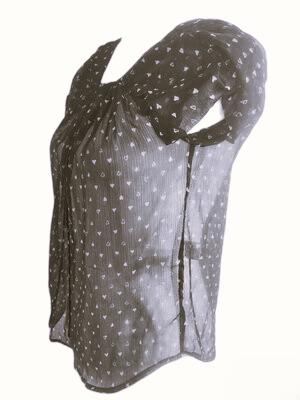 Princess Summer Tops for Girls' and Women Casual Chiffon transparent with heart shape designs Round Neck Drawstring Shirt Short Sleeve Shirts/ Blouse