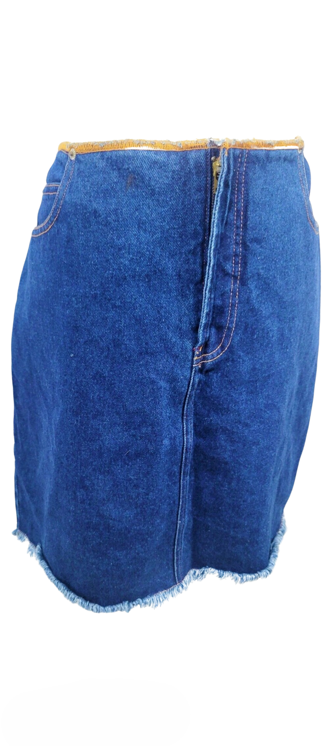 Bill Blass Women's Plus Size Causal High Waist Raw Hem Pocket Denim Jean Short Skirt