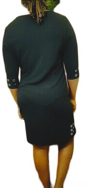 Ladies Women black corporate office gown Work Office Business Stretch with Gold clips Cocktail Party Kneel Length Gown Dress