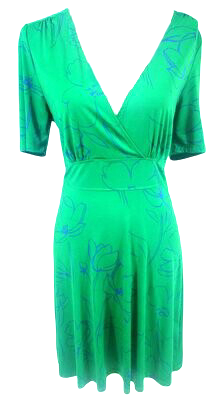 Women Short Sleeve Leaf Green V Neck Dress Green Floral Mini Swing Party Wedding Dress Gown