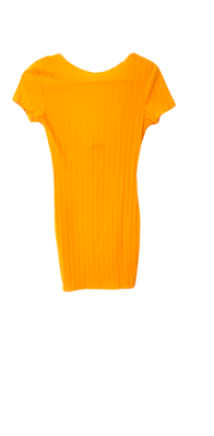 Pretty Little Thing Orange Frill Edge Scoop Back Short Sleeve Bodycon Top Dress