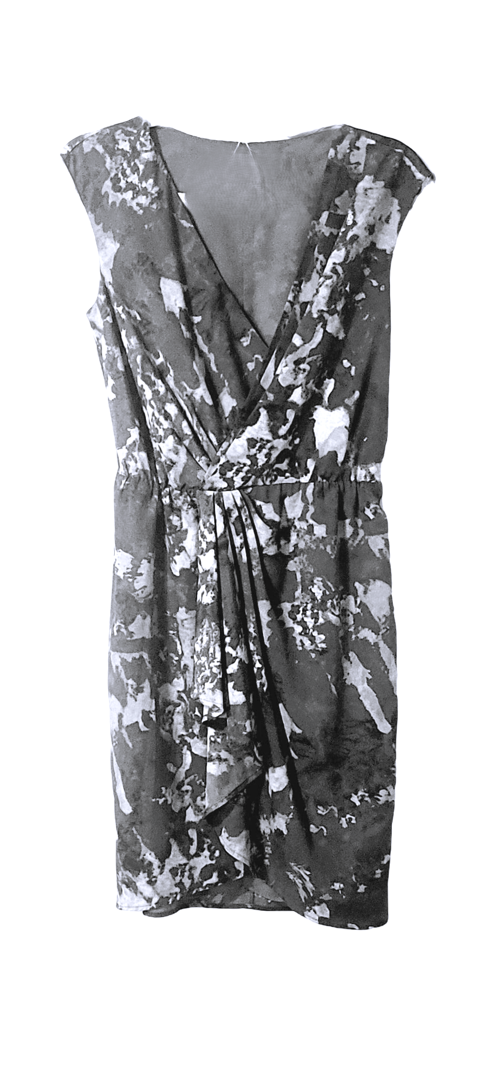 Women's Satin V Neck Twist Ruffle Grey Multicolored Flowy Swing Sleeveless Elegant Mini Dress