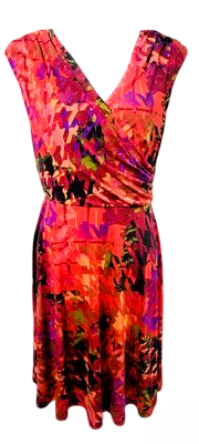 Women's Vintage Ruffle Floral Flared A Line V neck front Swing Casual Cocktail Party Dresses