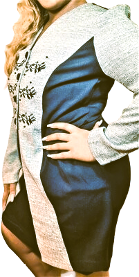 black and grey flowery Vintage Tea Dress Cocktail Prom Midi Church Dresses, V-Neck Long Sleeves designed office/corporate gown