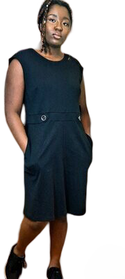 NY & C Women's Black Summer Short Sleeve Office Dresses with Pockets