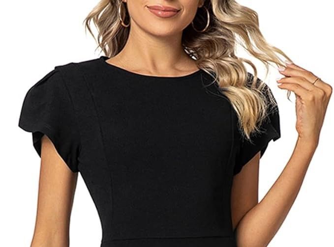 Womens Sheath Dress Cap Sleeve Sweetheart Neck Business Work Kneel Dresses