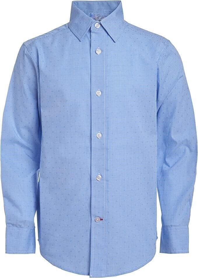 Boys Long Sleeve Dress Shirt, Collared Button-Down with Cuff Sleeves and pockets 4T -5T