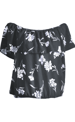 Women's Off Shoulder Chiffon Ruffle Blouses Casual Layered Tops