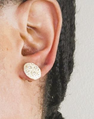 14K Gold Plated Sterling Silver Post Stud Earrings for Women | Pave CZ Mini Disc | Gold Earrings for Women/Men/Kids