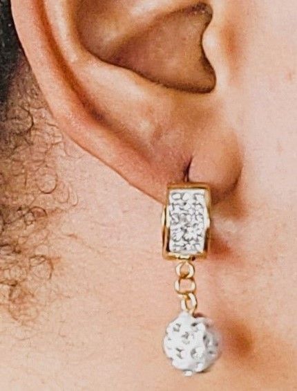 Dangle Hoop Earrings for Women Mini Bar Stud Earrings CZ Drop Cartilage Cute Jewelry Small Huggie Hoop Valentine's Gift Gold Plated dazzle with stones