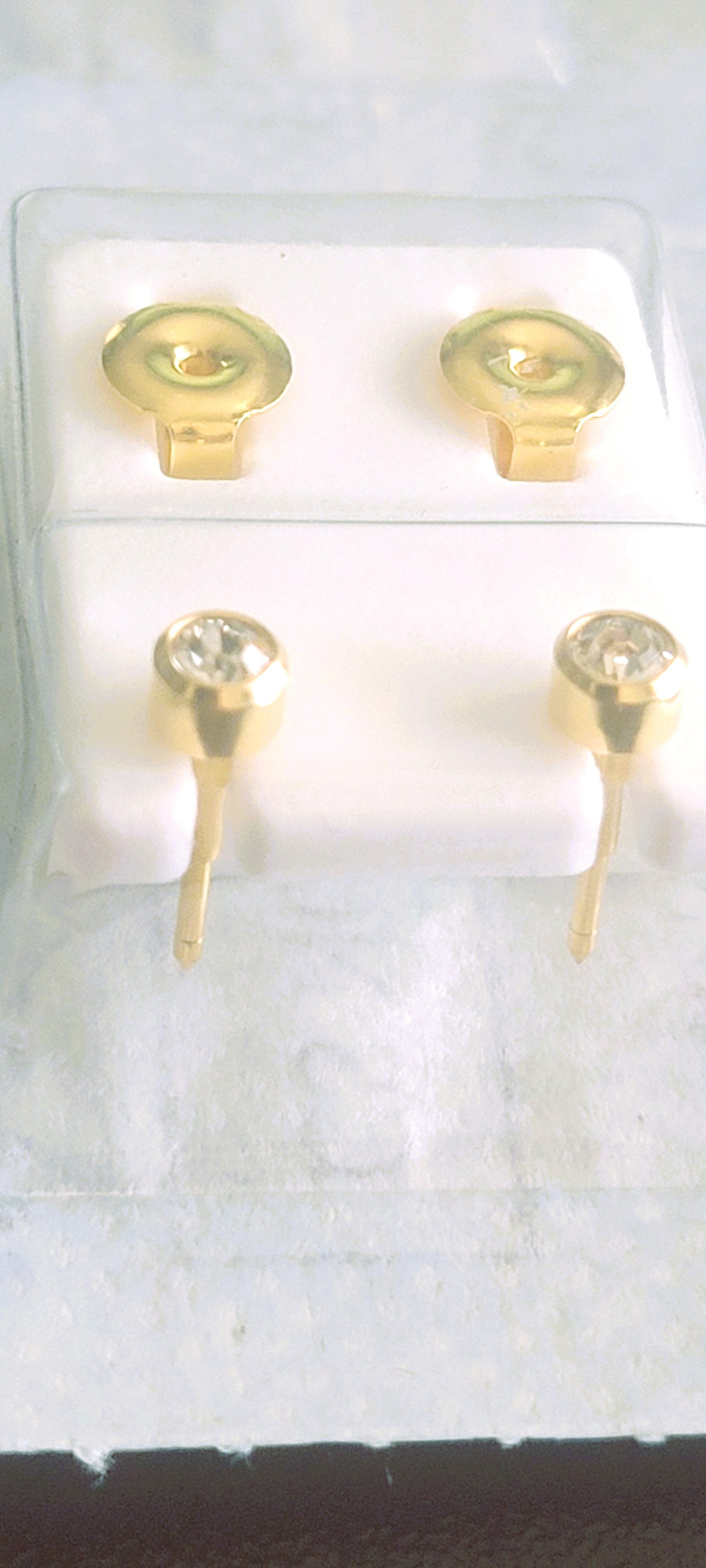 Ear Piercing Earrings Yellow Gold Studs with Stones Children Baby Girls Earrings jewelry