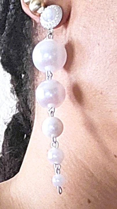 Boho Silver Long Tassel Earrings Fringe Dangle Earrings Pearls Earrings Thin Earrings Handmade Bohemian Statement Earrings for Women Girls Daily Party jewelry