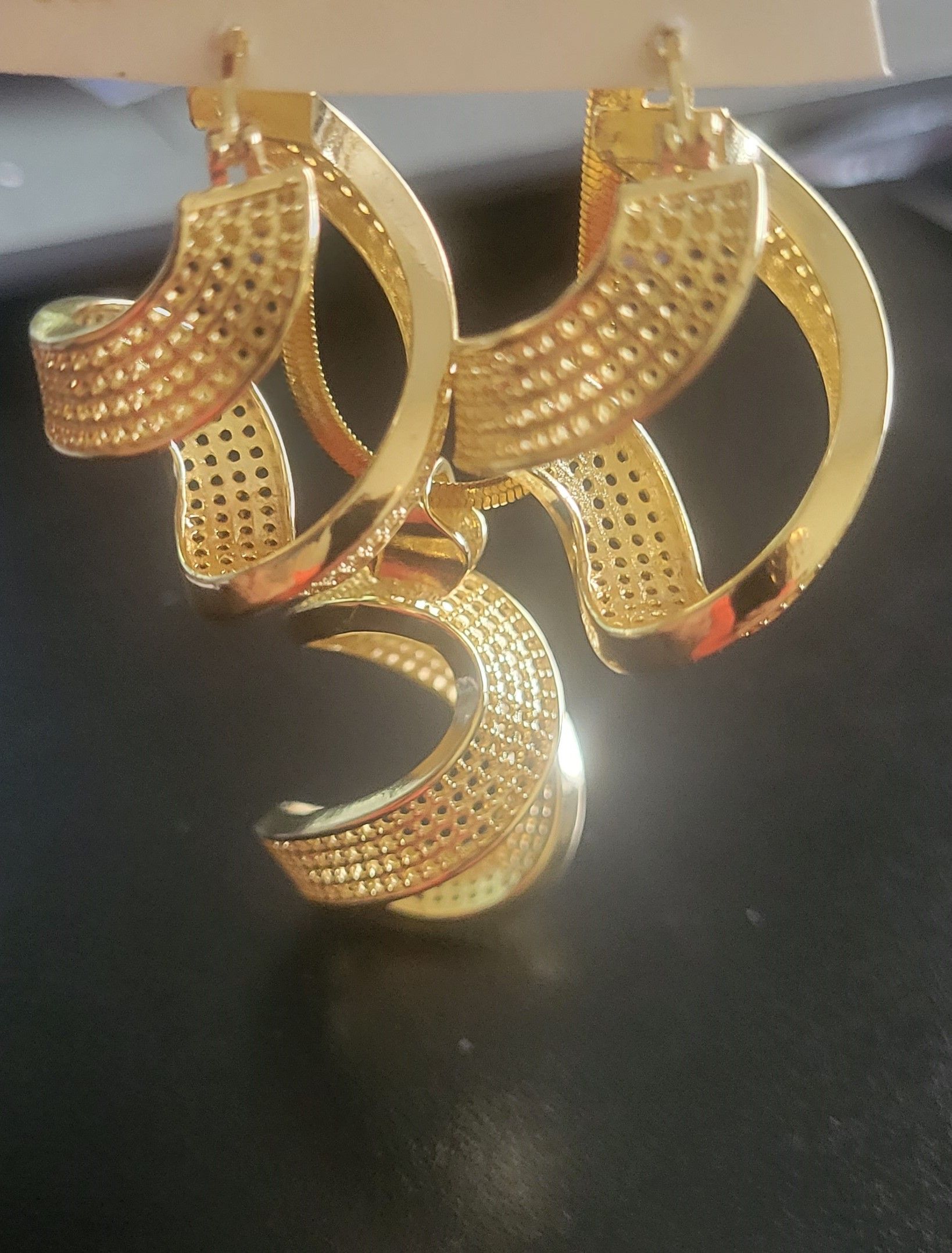 14K Yellow Fine Plated Gold Hoop Earrings Fashion Jewelry Italian gold-plated earrings and pendant Dubai 14K gold jewelry set