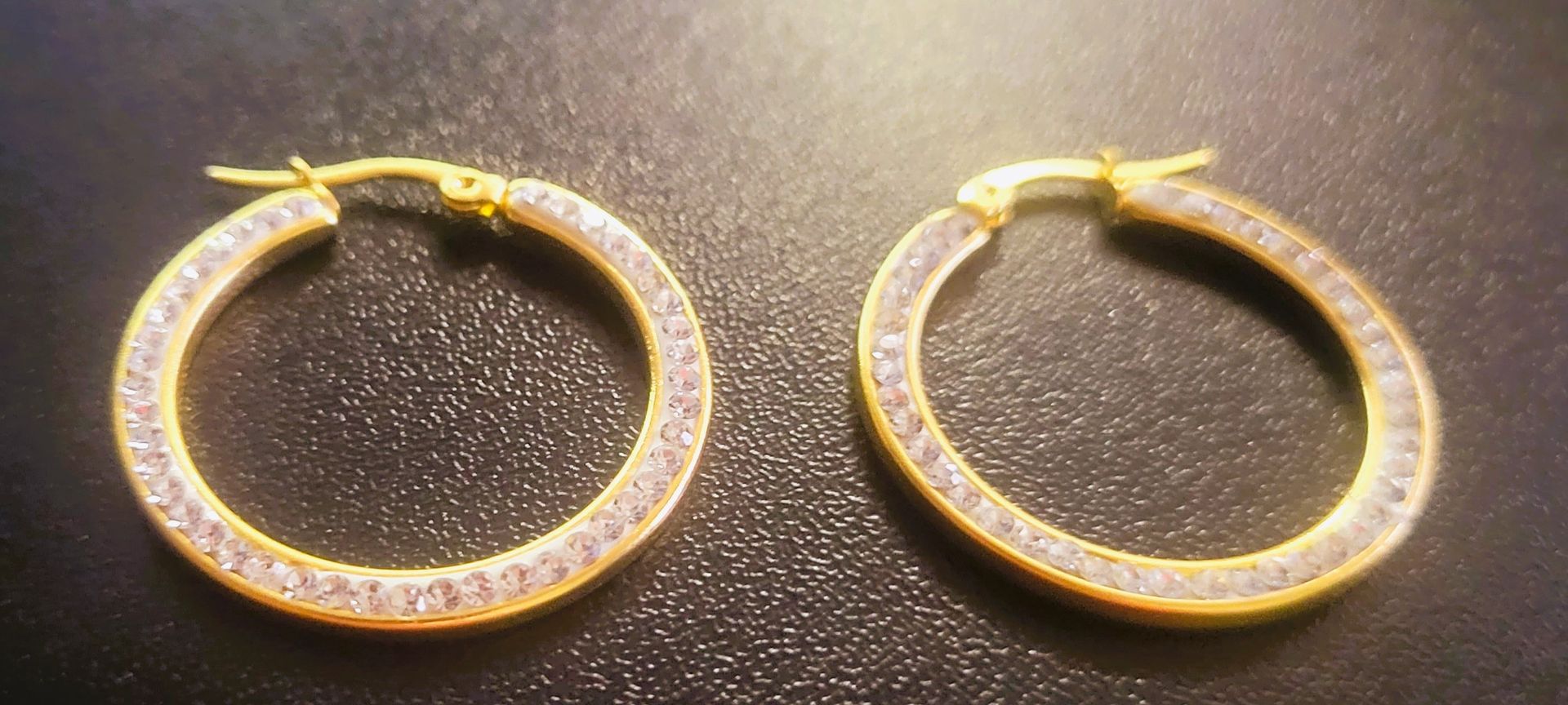 Gold Crystal Stainless Steel Hoop Earring for Women Hypoallergenic Jewelry for Sensitive Ears Hoop Earrings