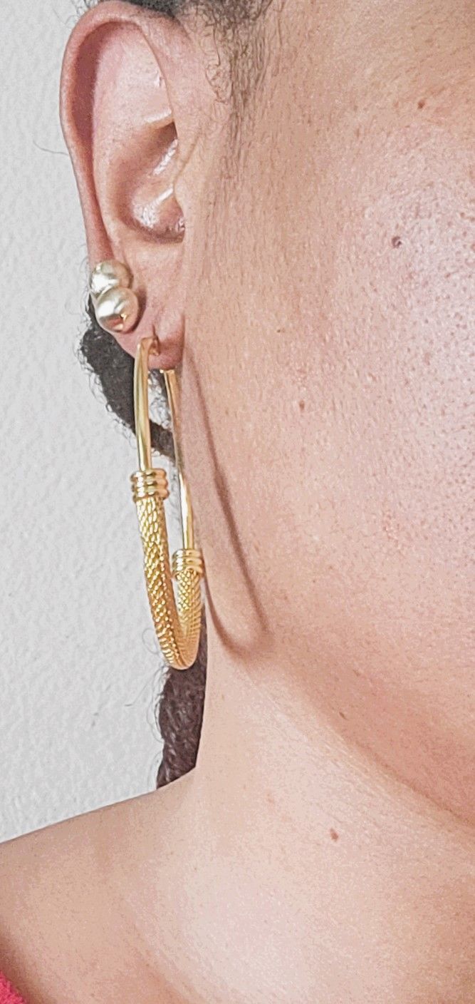 Thick Hoop Earrings for Women 18K Gold Plated Sterling Silver Post Hollow Chunky Hoops Jewelry for Birthday/Christmas Gift Size - 2.1-inch hollow chunky tube hoops; easy wear. 2.1 inch 53mm