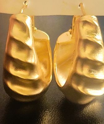 18k gold plated 925 sterling Gold zig zag earrings designer hoop earrings