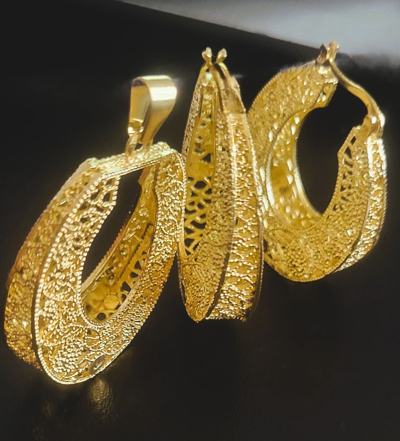 Fashion jewelry Italian gold-plated earrings and pendant Dubai 14K gold jewelry set 1.8 inch