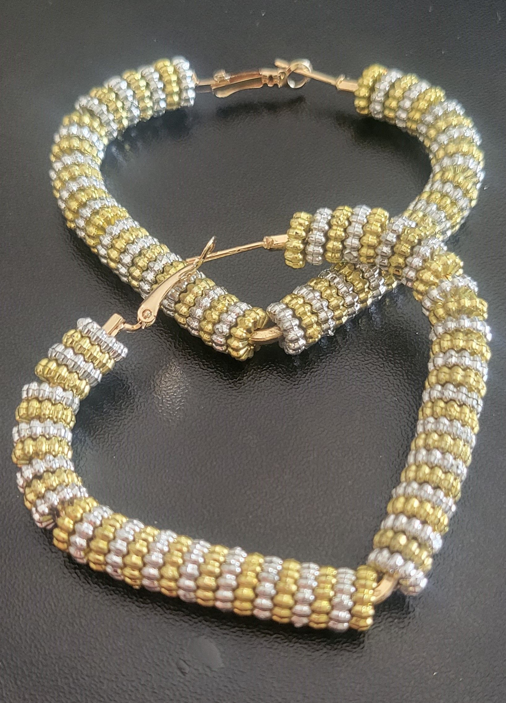 Heart shaped Earrings Hoop for women Dangle Drop Earrings Beaded Earrings length 2.4 Inch jewelry