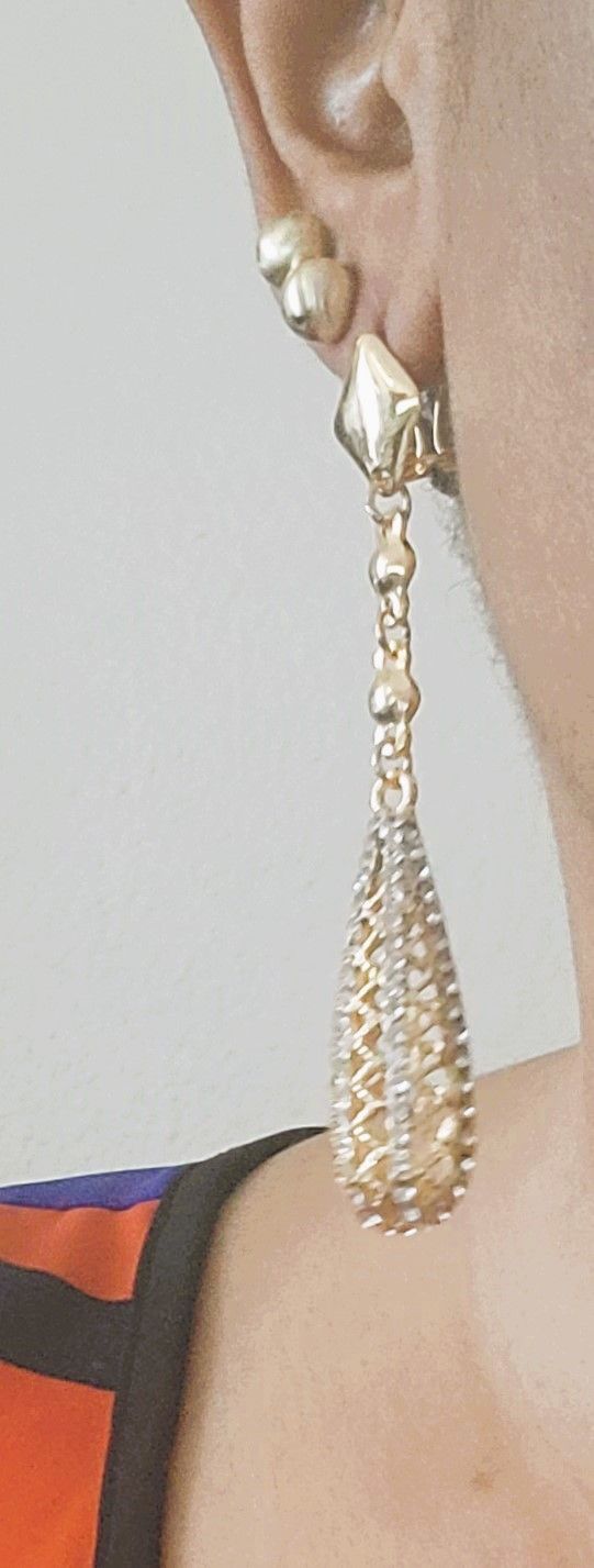 Moonstruck Costume Jewelry Women's Champagne Diamond Golden Dangle Drop Earrings