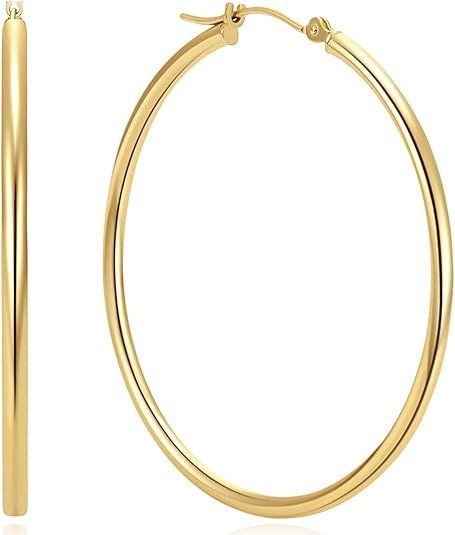 Stainless Steel Rounded Tube Hoop Earrings Big Circle Hoop Earrings Round Loop Earrings for Women Wedding Party Gift Jewelry 80 mm