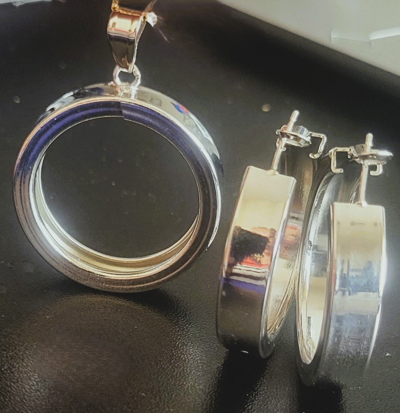 White Gold Chunky Gold Hoop Earrings and Pendant Set for Women Hypoallergenic Thick Open Twisted Huggie Hoop Jewelry for Birthday/Christmas Gifts jewelry 40mm