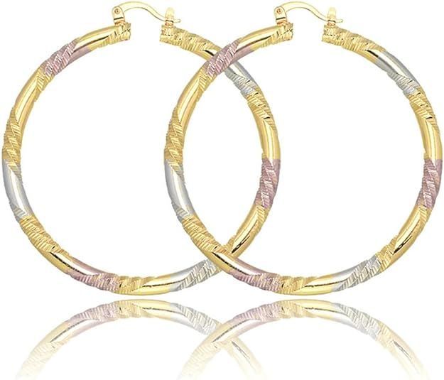 18K Gold Plated Hoop Earrings for women Trendy Twisted Huggie Hoops Earrings Lightweight Large Chunky Earrings 925 Sterling Silver Boho Jewelry for Teen Girls Gift 50MM