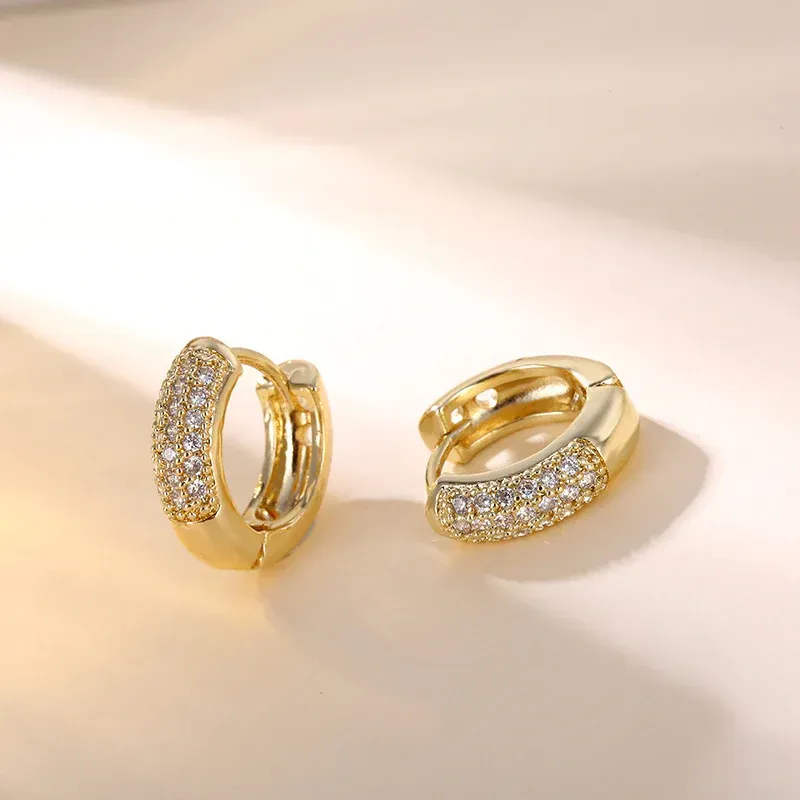 14K Gold Hoop Earrings for Women 14K Gold Earrings Small Gold Hoop Earrings Hypoallergenic Lightweight Gold for Women with Round Cubic Zirconia Gold Huggie Hoop Earrings Gifts for Women/girls 14MM