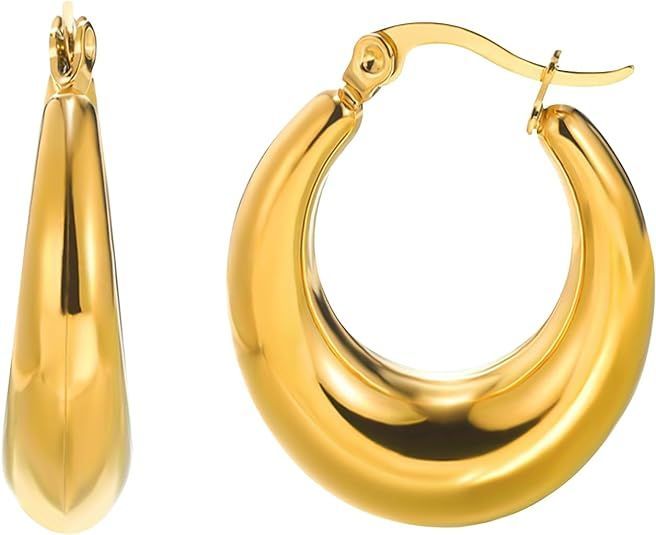 Hypoallergenic Jewelry 316l Stainless Steel 18k Pvd Gold Plated Hoop Earring For Women jewelry 40MM