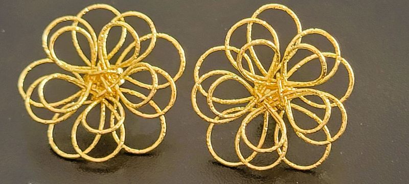 Rose Spiral Flower Necklace Pendant Earrings Set for Women 18K Gold Plated Hypoallergenic Jewelry Sets