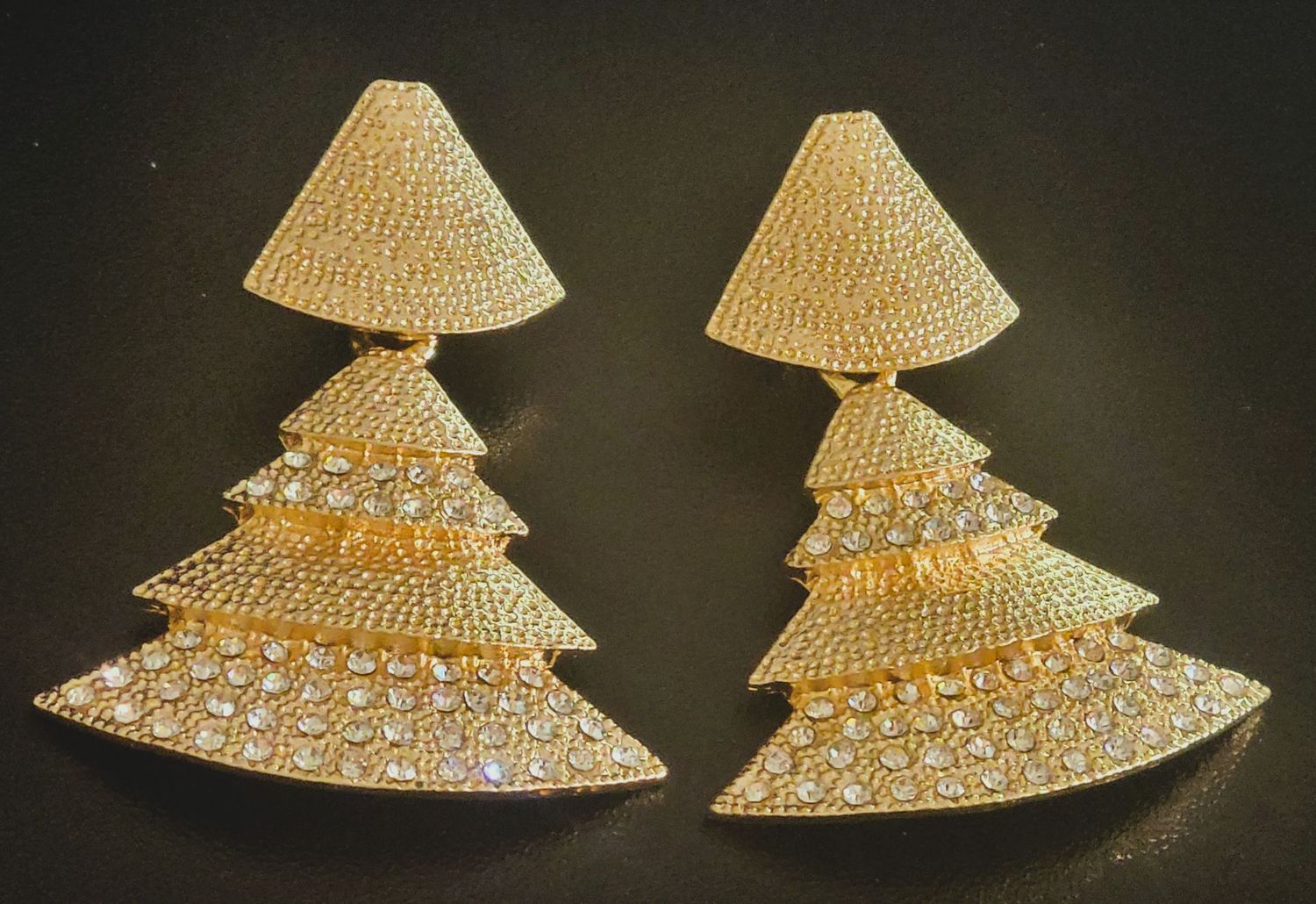 Gold and Crystal dazzling Stones Christmass Tree Party Queen Leaves 4PCS Jewelry Set for Women Wedding Zircon Indian African Bridal Jewelry Set
