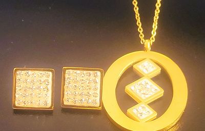 Crystal Geometrical Square Jewelry Sets Swarovski, Necklace, Pendant and Earring Stud Collection