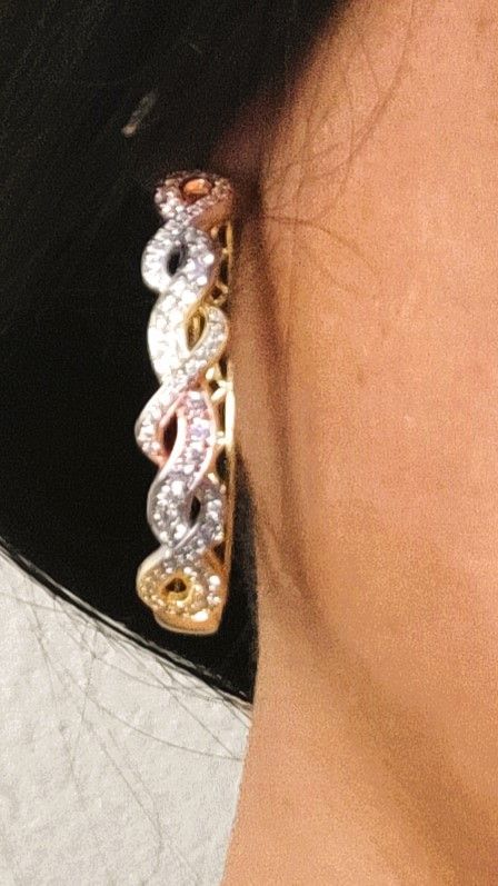 10k gold Plated Bronze Diamond Accent Twisted Hoop Earrings design multicolor hoop earring jewelry