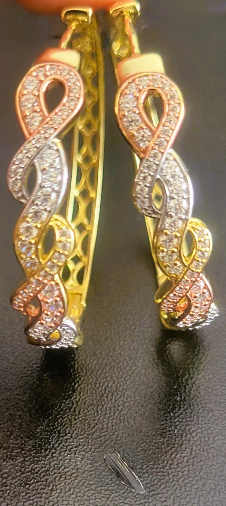 10k gold Plated Bronze Diamond Accent Twisted Hoop Earrings design multicolor hoop earring jewelry